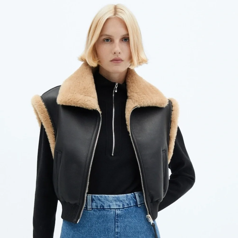 Jason Wu Shearling-lined bomber vest faux leather M - Picture 2 of 16